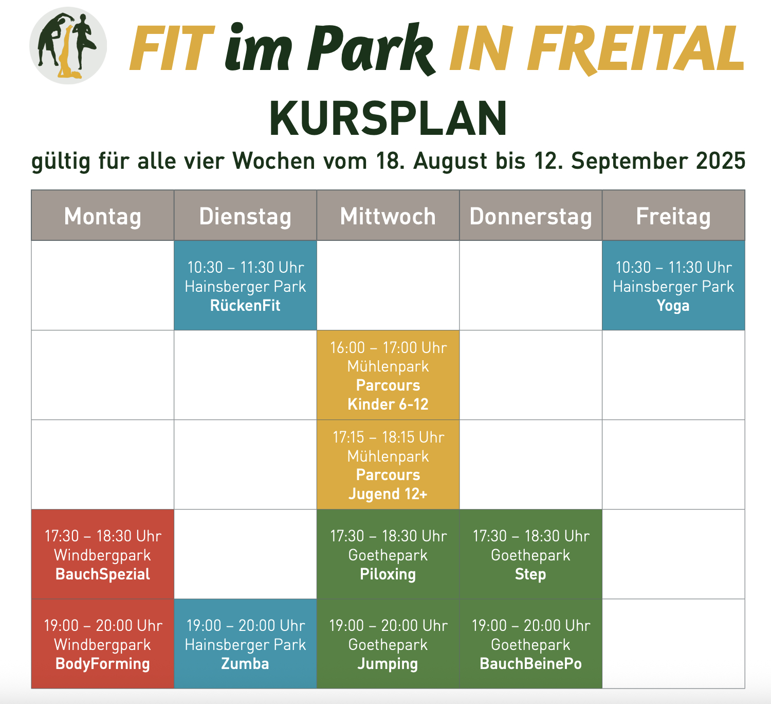 Kursplan Fit im Park